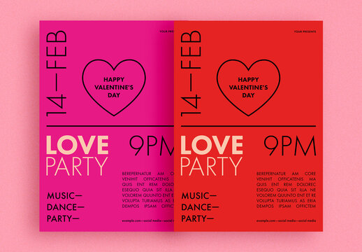 Minimal Valentine&rsquo;s Day Party Flyer Layout