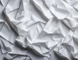 a textual background of white crumpled and folded pasted paper