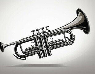 Naklejka premium brass trumpet silhouette illustration on white background