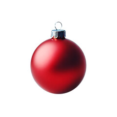 Christmas Ball, red Xmas bauble, isolated on transparent background