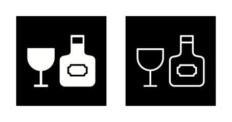 Wine Bottle and Glass Icon Design