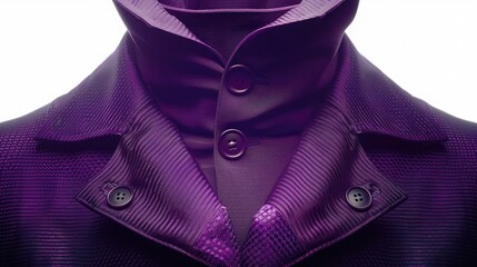 A deep, rich purple shirt with a luxurious, shawl collar design, isolated on a white background