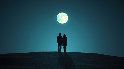 Obraz premium Couple standing on a hill watching fireworks on New Year s, peaceful atmosphere focus on, romantic theme, ethereal, fusion, hilltop backdrop