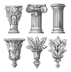 Classic Architectural Columns Capitals and Ornamental Details