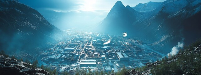 Geothermal volcano power plant in Iceland generating green energy, showcasing renewable energy, sustainable technology, and environmental innovation.