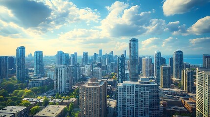 Fototapeta premium Chicago Skyline Cityscape. Urban Architecture and Modern Buildings.