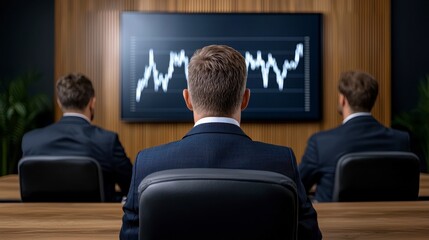 Obraz premium Business strategy meeting corporate office conference room professional environment back view analytics discussion