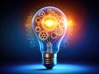 Light Bulb Gear Business Inspiration: Creative Idea, Innovation, Solution, Success, Strategy