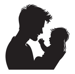 father and baby girl silhouette vector illustration
