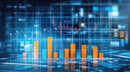 A vibrant display of 3D bar graphs in dynamic colors, symbolizing market growth and investment analysis.