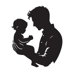 father and baby girl silhouette vector illustration