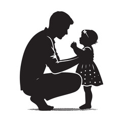 father and baby girl silhouette vector illustration