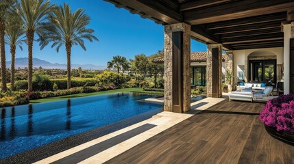 Obraz premium An open-concept room with engineered wood floors, showcasing sleek design and long-lasting materials.