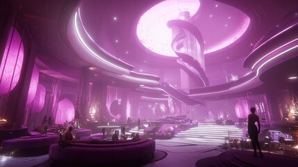 Futuristic Alien Landscape with Glowing Purple Lighting