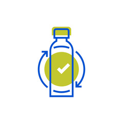 A bottle encircled by a recycling symbol, symbolizing eco-friendly practices.