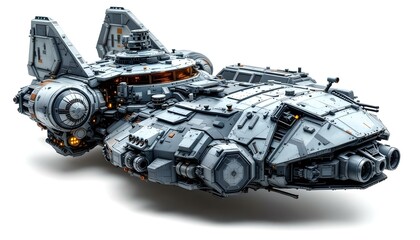 Fototapeta premium spaceship, model, sci-fi, textures, detailed, isolated, white, background, futuristic, spacecraft, design, realistic, highresolution, merchandise, sci-fiart, space, vehicle, technology, intricate,