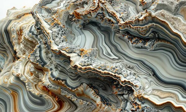 Close-up of layered, textured rock formation with intricate patterns and color variations
