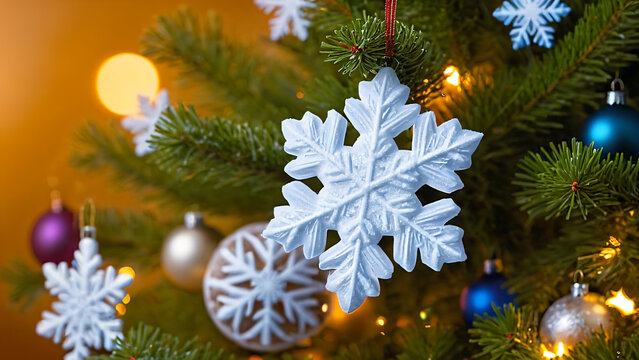 christmas tree with snowflake toy