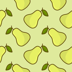 Pears Seamless Background. Pear fruit flat repeat background