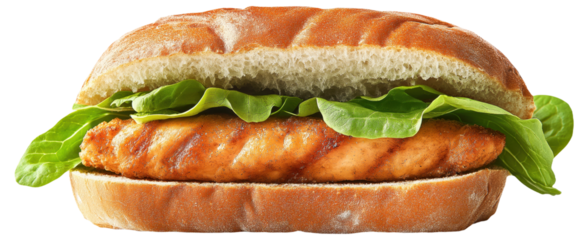 Grilled chicken sandwich with lettuce on a bun