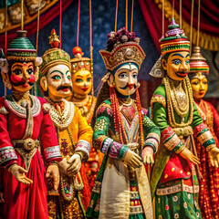 A traditional puppet show featuring intricately crafted puppets