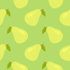 Pears Seamless Background. Pear fruit flat repeat background