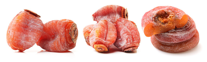 dried persimmon on white background 