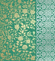 wedding card design, traditional paisley floral pattern , royal India	