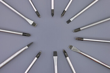 A tool for installing equipment in an electrical switchboard. Soft focus. Close-up.