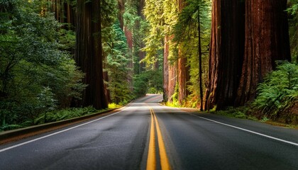 Obraz premium scenic road in redwood national forest