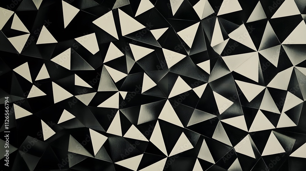 Wall mural abstract black and white triangular pattern