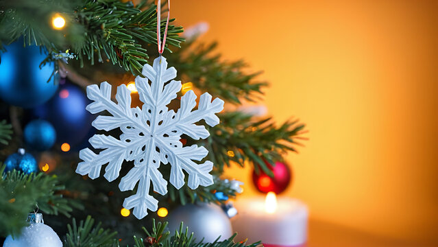 christmas tree with snowflake toy