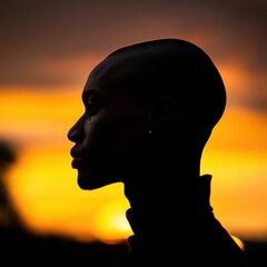 silhouette of a person against a vibrant sunset