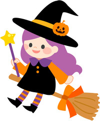 Halloween cute witch girl