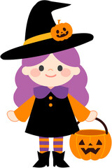 Halloween cute witch girl