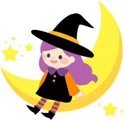 Halloween cute witch girl