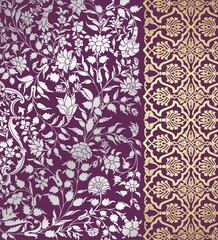 wedding card design, traditional paisley floral pattern , royal India	