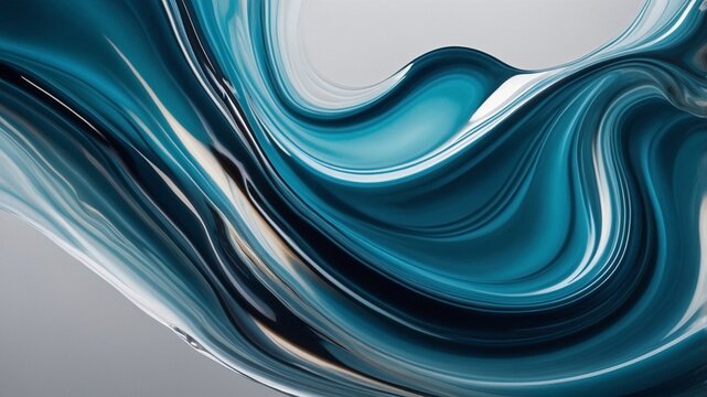 Abstract Fluid Wave Patterns in Shades of Blue and White.
