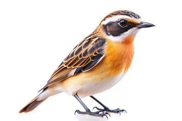 Obraz premium Whinchat Bird Fashion Photography - Isolated White Background Studio Shot