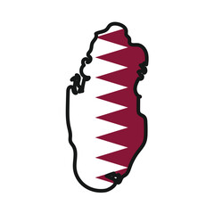 QATAR Map with flag in body