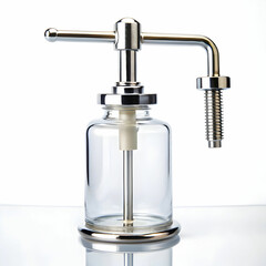 Obraz premium A glass biuret with a stopcock, filled with a clear liquid