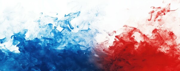 Obraz premium Red, blue and white rough painted ink gradient background with blurred edges