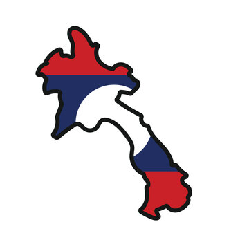 LAOS Map with flag in body
