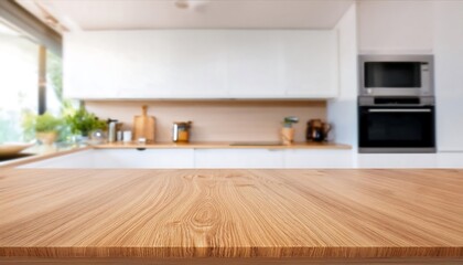 Modern kitchen interior with table and wooden design featuring elegant furniture and spacious hardwood floors in a contemporary living space