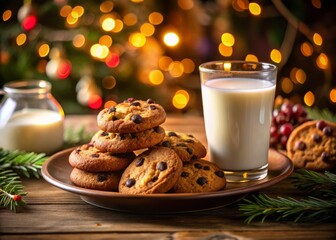 Vintage Christmas Cookies & Milk: Santa's Treat, Holiday Baking, Festive Food Photography