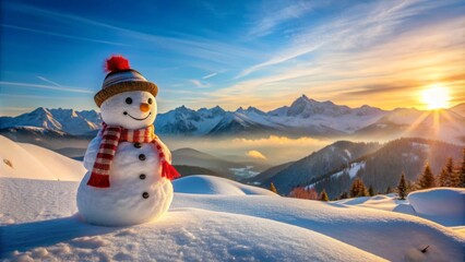 Obraz premium Winter Wonderland Snowman Slopes: Frosty Friends & Snowy Scenery Portrait Photography