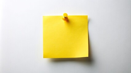 Yellow Sticky Note Wall Reminder, Blank Adhesive Paper Note, Office Message Board, Isolated White Background, Product Photography
