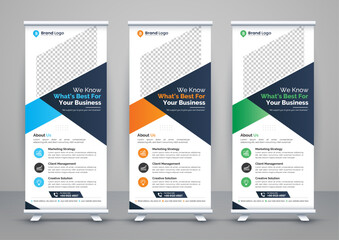 Corporate business roll up banner design. Modern pull up banner template or X banner signage minimal design. Can be used for Business Agency, Medical, Healthcare, School banner.