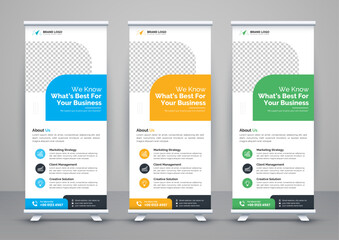 Corporate business roll up banner design. Modern pull up banner template or X banner signage minimal design. Can be used for Business Agency, Medical, Healthcare, School banner.