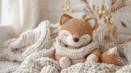 A cute fox wrapped in a blanket